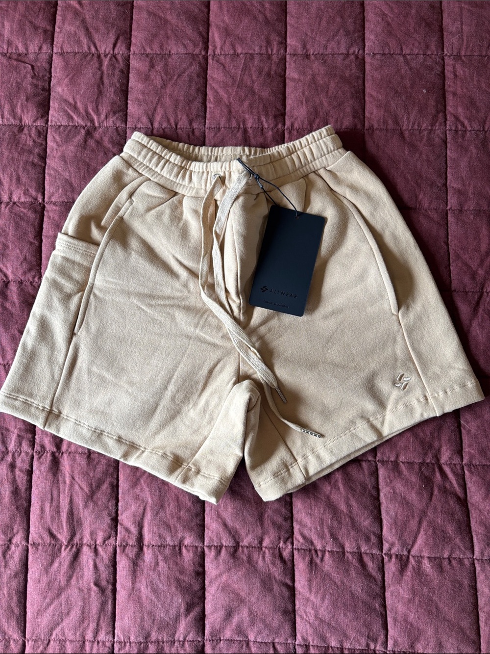 Women's Athletic Drawstring Shorts in Neutral Beige
